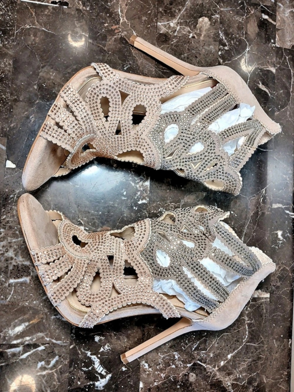 Jessica Simpson Embellished High Heel Sandals in Pink & Silver - Picture 9 of 15